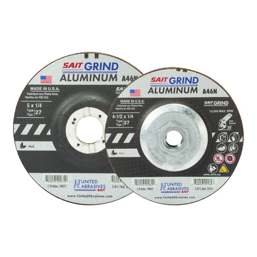 20062 | United Abrasives A46N Aluminum Grinding Wheel, Type 27, 4