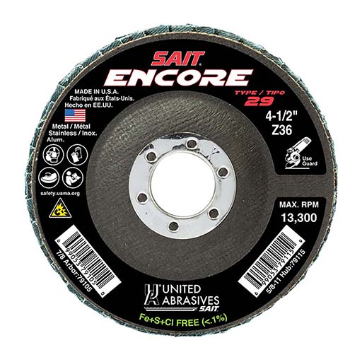 71265 | SAIT - Encore Flap Disc - Extra Coarse - 36 - 8500 RPM