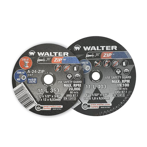11L417 | Walter ZIP Cut-Off Wheels, 4 X 1/16 X 3/8 | Linde Gas